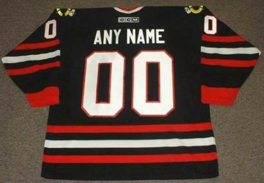 Customized Hockey Jersey CHICAGO 1990 CCM Throwback Alternate ED BELFOUR BOB PROBERT DUSTIN BYFUGLIEN ERIC DAZE DENIS SAVARD