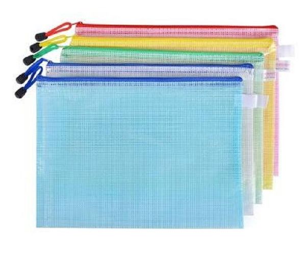 File Bag Waterproof Plastic Zipper Stationery Pencil Storage Bag School Office Supplies Student Stationery