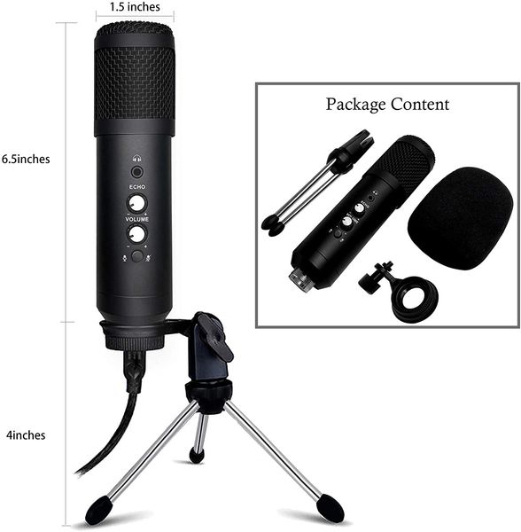 Hot USB Microphone for Computer Condenser PC Microphone with Tripod Stand, Compatible with Computer, Laptop, Mac - for Vocal, Podcasting