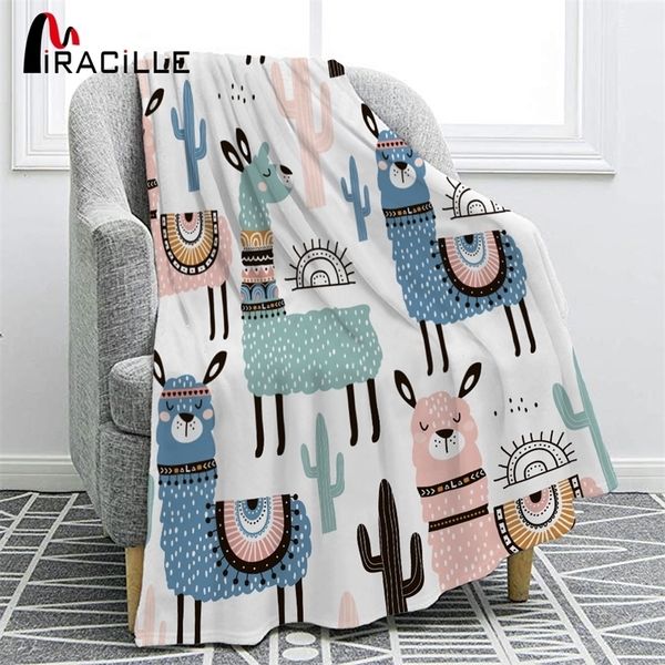 Miracille Soft Flannel blankets Alpaca For Kid Cartoon Blanket Throw Blanket Bedding Thick Warm On The Bed Sofa 201222
