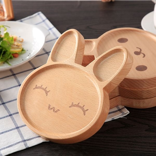 Kawaii Rabbit Face Cute Food Fruits Dish Kid&#039;s Wooden Plate Wood Dinner Plates 201214