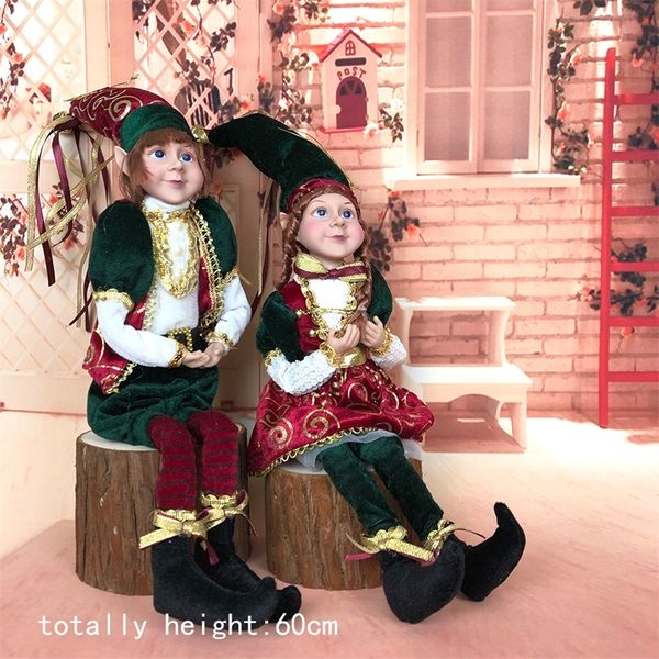 60cm Christmas Elves Plush Elf Doll Xmas Decoration Christmas Children Toys Navidad New Year Gifts Kids Tree Hanging Ornaments 201023