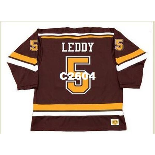 Men #5 NICK LEDDY Gophers 2005 Hockey Jersey or custom any name or number retro Jersey
