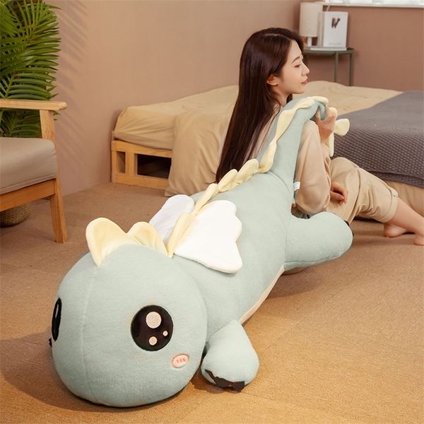 New Huggable Big Long Cute Dinosaur Plush Toy Soft Cartoon Animal Angel Stuffed Doll Boyfriend Pillow Kids Girl Birthday Gift LJ200902