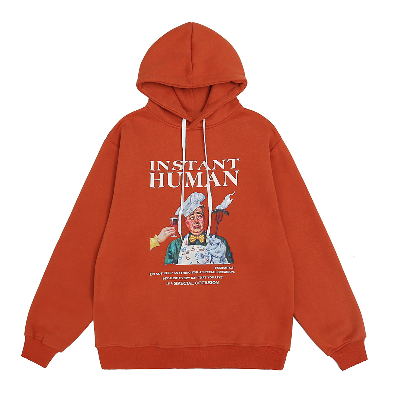 2021 New Winter Cotton Pullover Tops Hip Hop Men Women Streetwear Tsundere Chef Print Fleece Harajuku Hoodie Sweatshirt Orange Mdi6