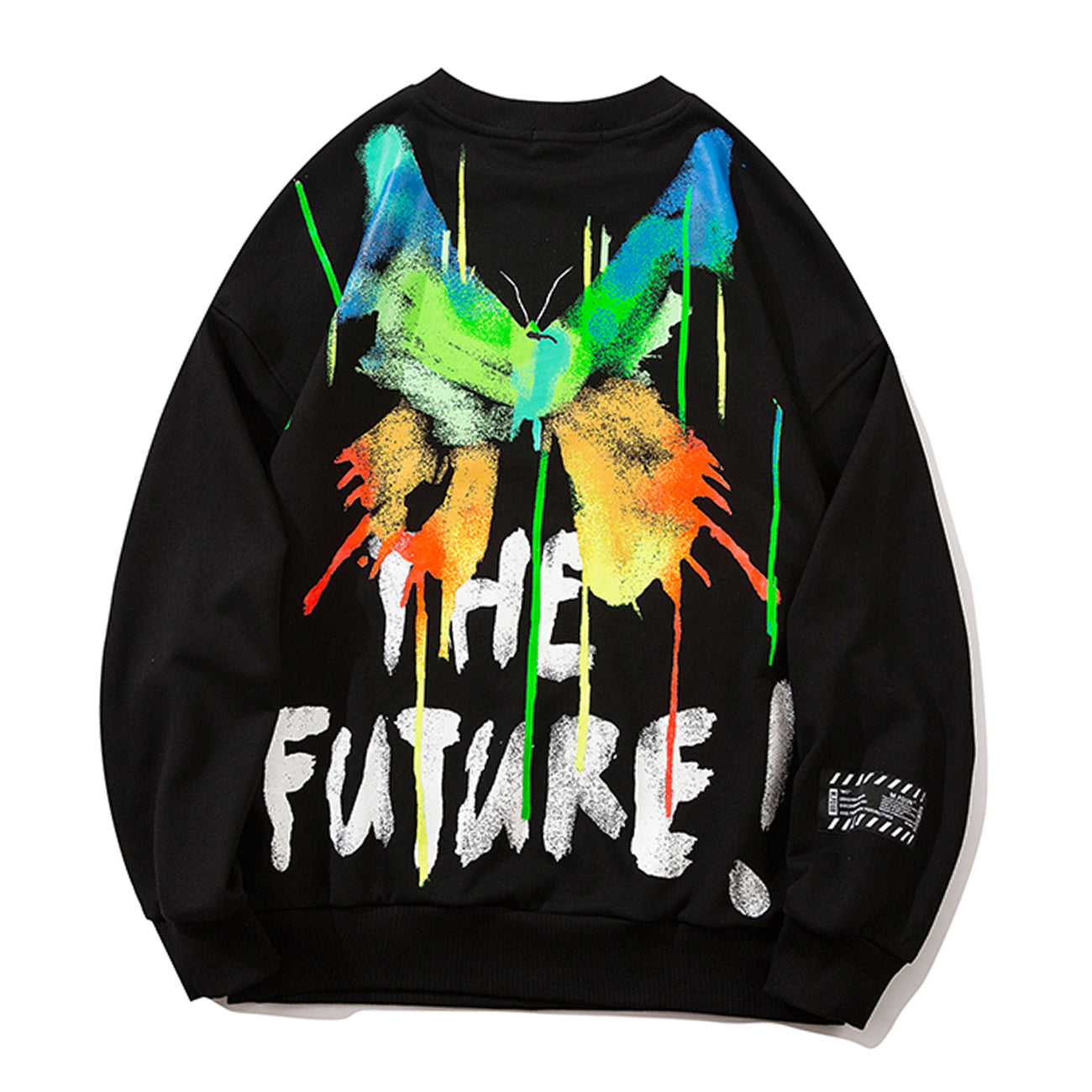 2021 New Hip Hop Streetwear Sweatshirt Mens Spray Paint Butterfly Graffiti Harajuku Hoodie Winter Long Sleeve Pullover Tops Cotton 7790