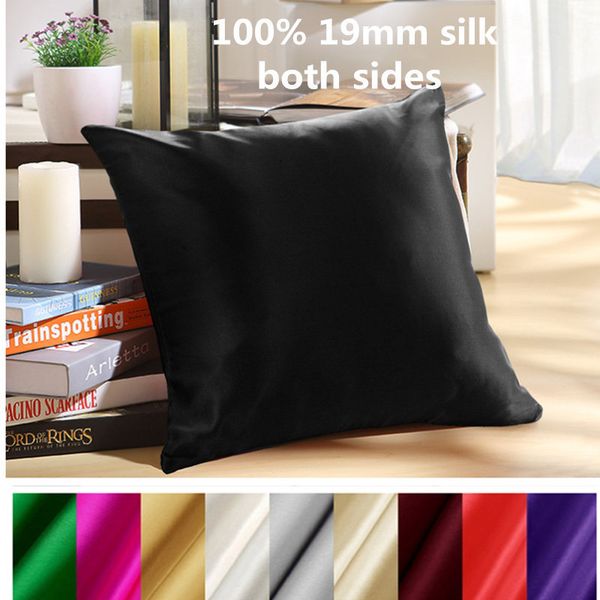 100% 19mm mulberry silk zipper pillowcase pillow case cover silk throw pillow silk cushion solid multicolor 201114