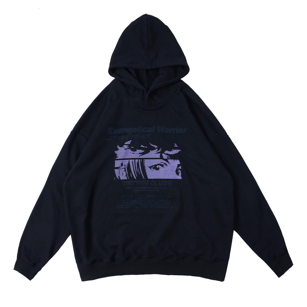 2021 New Autumn Casual Cotton Hooded Pullover Japanese Anime Warrior Girl Print Sweatshirt Harajuku Streetwear Hoodie Black Drva