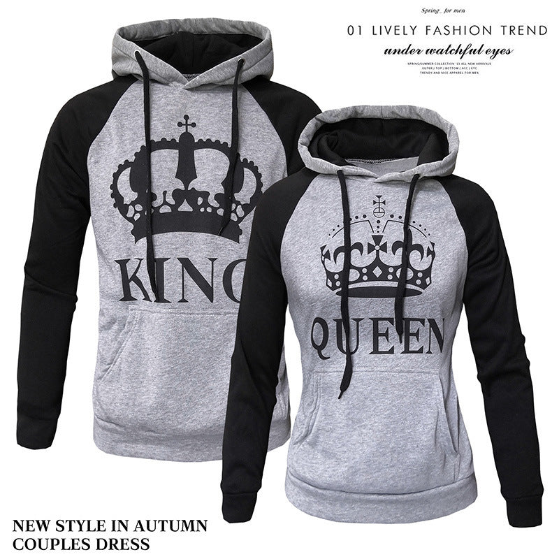 2021 New Hooded Sweatshirt Coat Lover Couple Matching Poker King Queen Hoodie Jumper Sweater Tops H645