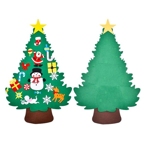 Creative DIY Felt Christmas Tree Decorations Set Kids Gifts New Year&#039;s Door Wall Hanging Ornaments Xmas Tree Snowman Santa Claus Y20102