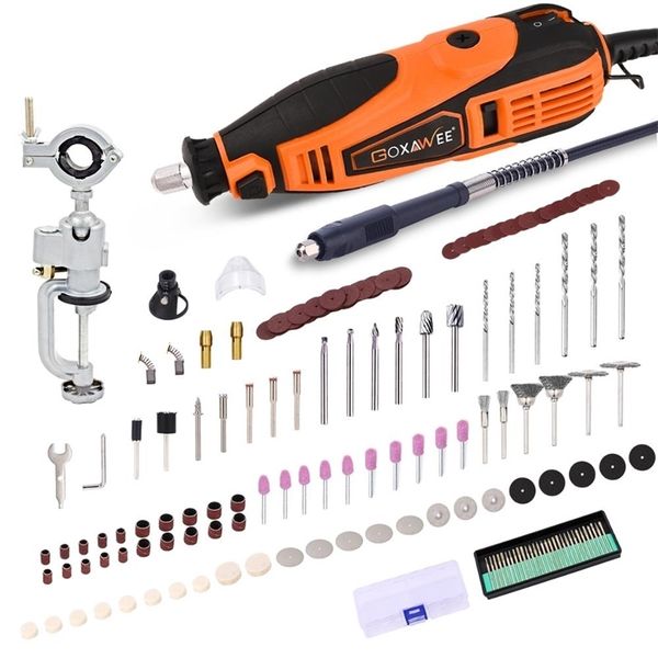 180W Electric Drill Variable Speed Mini Grinder Rotary Tool Kit Cutting Polishing Drilling with dremel Accessories 201225
