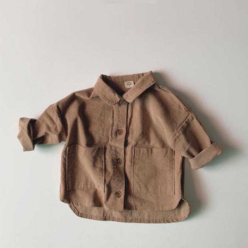 2021 Autumn New Baby Large Pocket Lapel Corduroy Shirts Work Jacket Clothes Kids Coat Jackets Boys Outerwear 2kdt