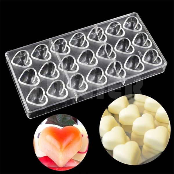 Bakeware Valentine&#039;s Day heart shape plastic chocolate mold,kitchen polycarbonate chocolate mold cake chocolate dish pastry tool Y20061