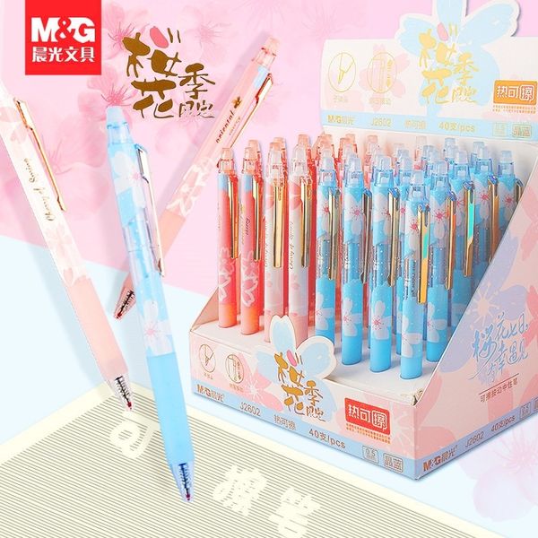 M&G 5-10 pcs Kawaii Cute Retractable Erasable Pen 0.5mm Erasable Pens with eraser Gel ink Pen writes erases refill black blue Y200709
