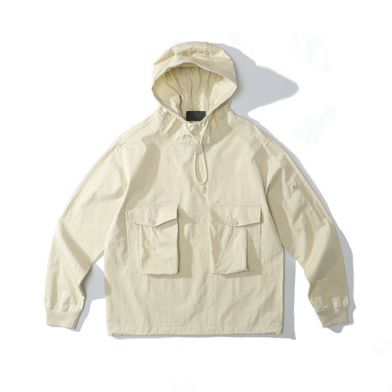 Men&#039;s Outerwear jackets Coats spring and autumn 21ss ghost piece smock anorak nylon tela pure cotton fabric hoodie coat