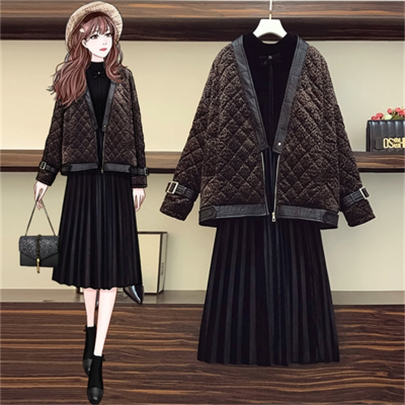 Coat Velvet and Dress Lady in Office Femme Vetement Feminine Quilted Cotton Piece of Women&#039;s Clothes M9v6