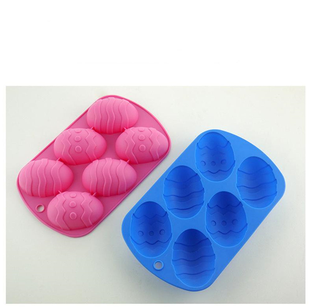 Fast Shipping Eco-friendly Bar Dining 6 Cavity Easter Egg Shaped Bakeware Mould Dessert Silicone Cake Baking DIY Easter Chocolate Mold Cake