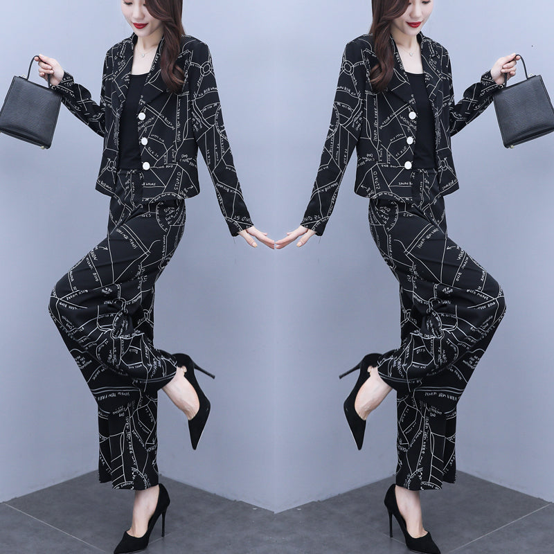 Women&#039;s Fashions Blazer Suits with Pieces Conbinaison Femme Jacket and Office Pants Wear Suit Wklw
