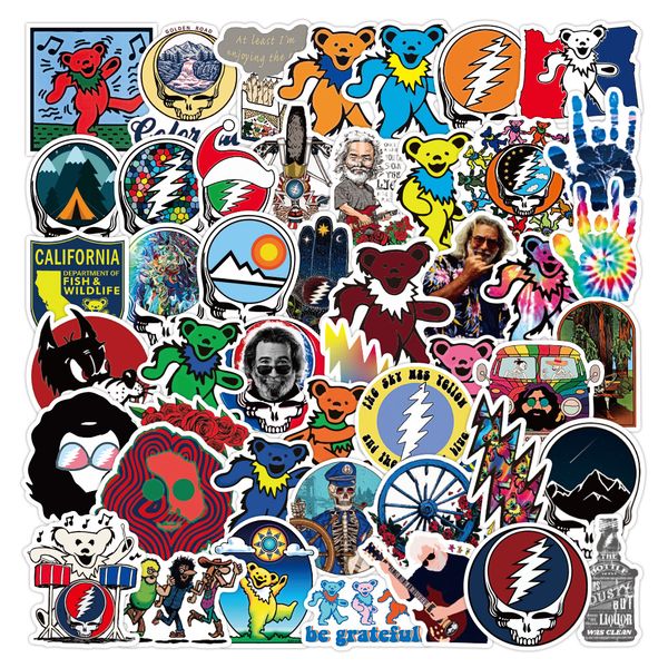 50Pcs-Lot Rock Music Grateful Dead Cool Stickers DIY Car Bike Travel Lage Phone Laptop Waterproof Classic Toy Decal Sticker