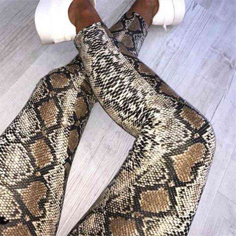 Pants Women Skinny Snake Skin Printed High Waist Pencil Pants Long Leggings Slim Stretch Ladies Trousers Fashion Women Trousers