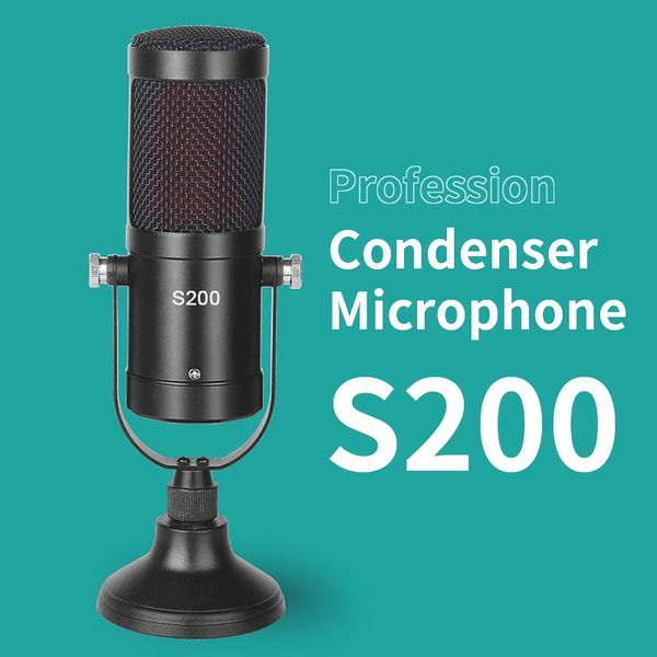 Microphones Micrófono condensador profesional de sobremesa S200, accesorio XLR para PC, ordenador, juegos, Stream, para cantar, Karaoke, stu