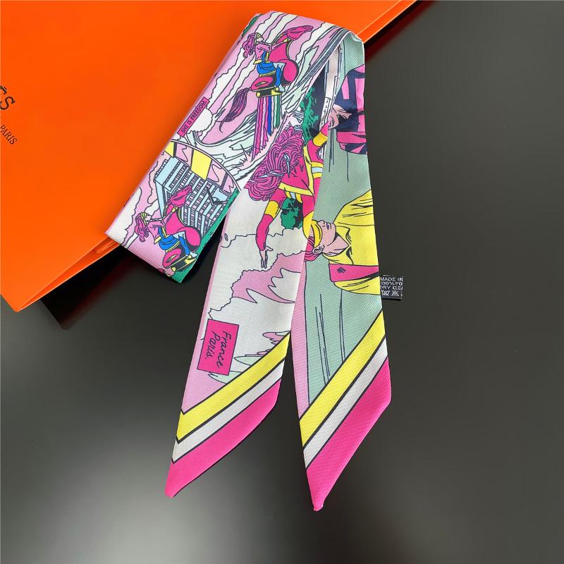 Scarves Big Brand 95cm*5cm Masked Man Printed Bag Strap Small Scarf Women Twill Silk Headband Long Accessories Tie