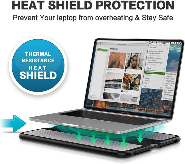 Portable Laptop Lap Desk w- Retractable Left-Right Mouse Pad Tray Non-Slip Heat Shield Tablet Notebook Computer Stand Table w