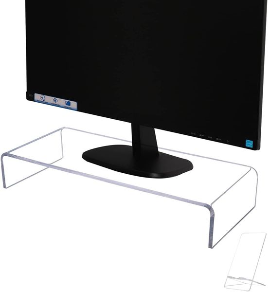 Acrylic Monitor Stand, Acrylic Laptop Computer Riser with Phone Holder, Clear Desk Stand for Keyboard Storage