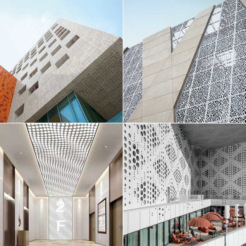 Custom commercial building Hollowed Aluminum Solid Veneer Panels Curtain Wall Cladding Exterior Decorative Facades