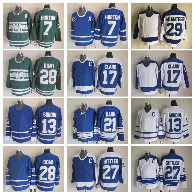 Vintage Classic Hockey 31 Grant Fuhr Jersey Retro 28 Tie Domi 27 Darryl Sittler 17 Wendel Clark 16 Darcy Tucker 13 Mats Sundin 7 Tim Horton 75th Ann