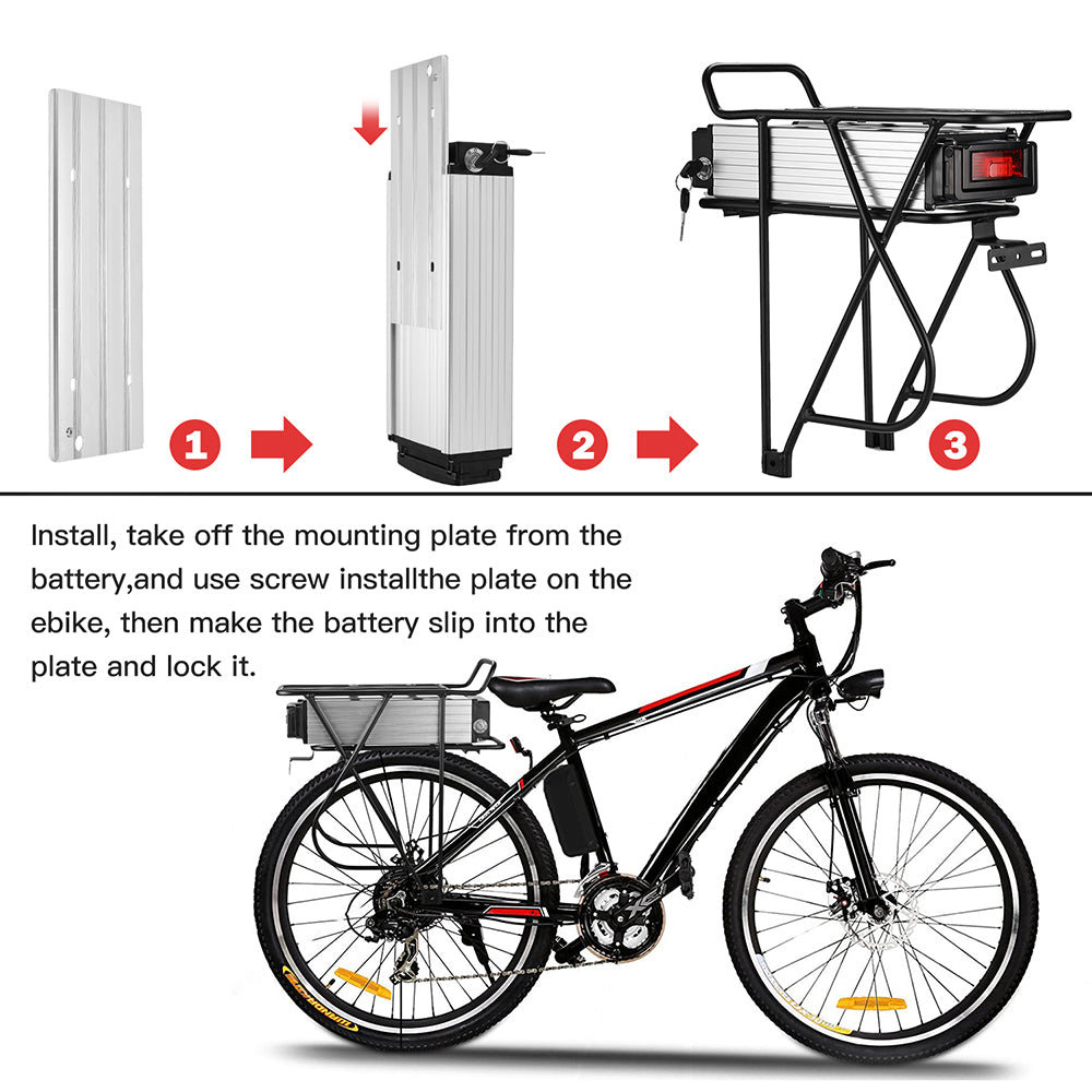 Rear Rack 48 Volt 1000W 750w 500w Electric bike battery Lithium ebike luggage 48V 20Ah with BMS 54.6V 2A charger