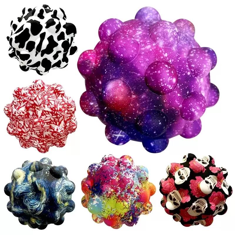 New Printed Ball Fidget toys Push its Bubble Soft Relieve Squeeze Toy Anti stress Squishy Decompression Balls for kids Party Favor FY3467