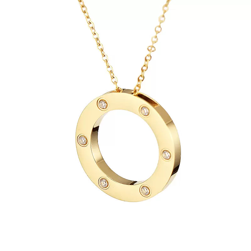 full cz titanium steel love necklaces & pendants choker necklace women men Lover necklace jewelry gift with velvet bag