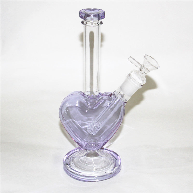 Glass Water Pipes Bongs hookah purple heart shape smoking dab rig bubble ash catcher 14mm Joint Beaker Bong Water Pipe Oil Rigs
