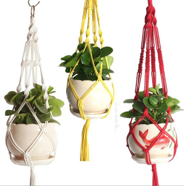 Macrame Plant Hanger Garden Decorations Nylon Rope Wall Hanging Planter Basket Indoor Outdoor Flower Pot Holder Wall Art Vintage Home Decor
