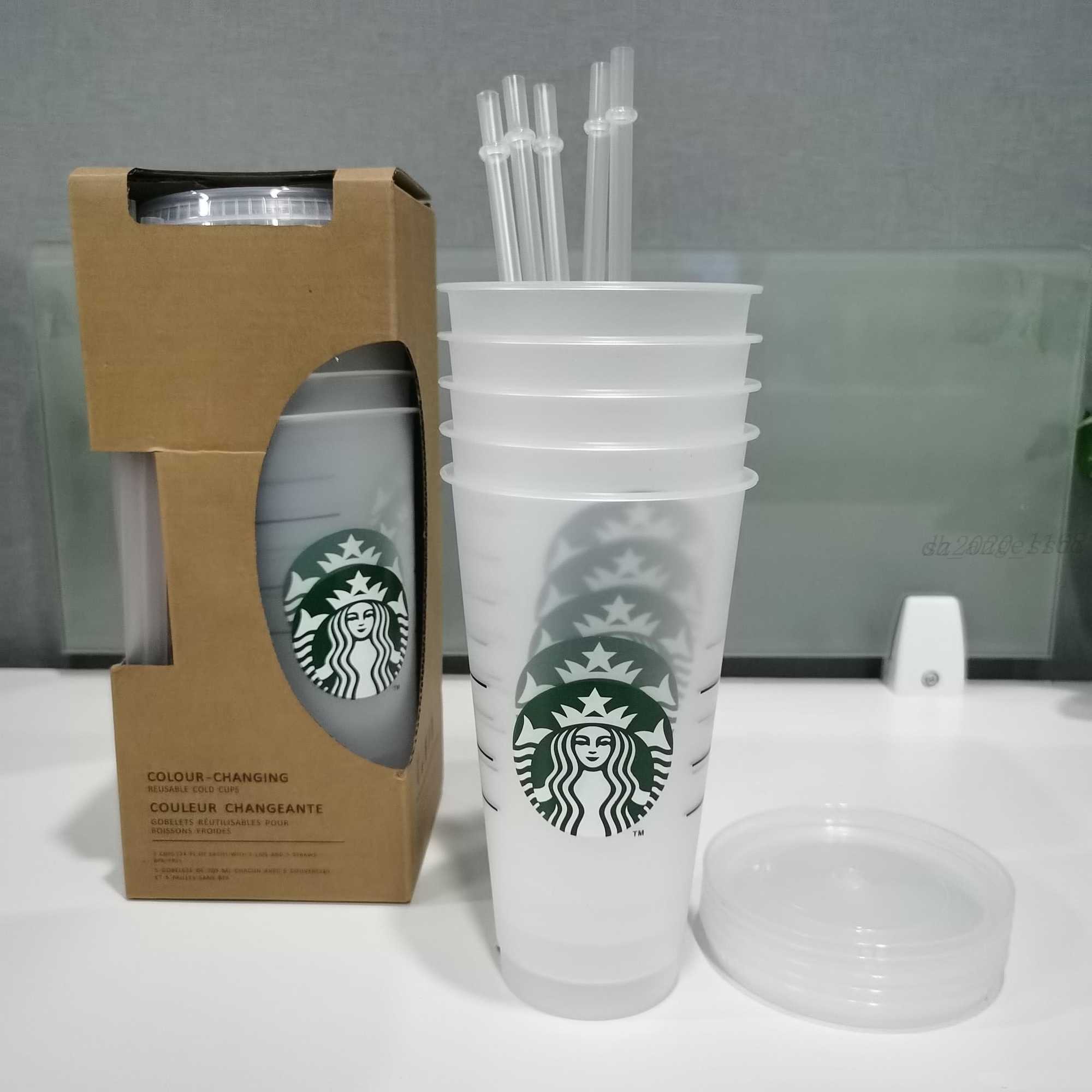 24oz Tumblers Plastic Drinking Juice Cup With Lip And Straw Magic Coffee Mug Costom Starbucks plastic Transparent cups
