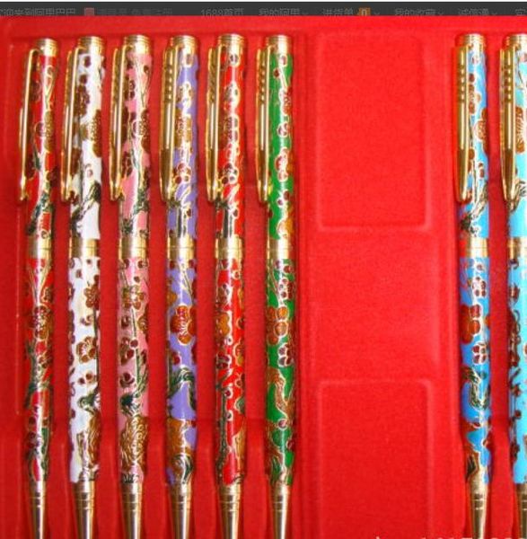 2022 new Wholesale 12PCS Mix Colors Chinese Handmade Dragon Pattern Cloisonne Ball Pens