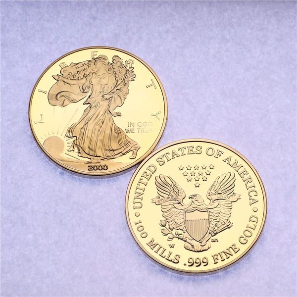 1 oz American Eagle Gold Coin Statue of Liberty SierCoin Gilded Crafts Business Gift Collection Acrylic Sealed Individual Packaging Mirror E