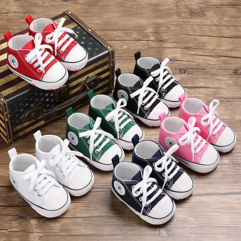 Wholesale Baby Boys Girls Infant Toddler Soft Sole Anti-slip Sports Sneakers Newborn Canvas Shoes