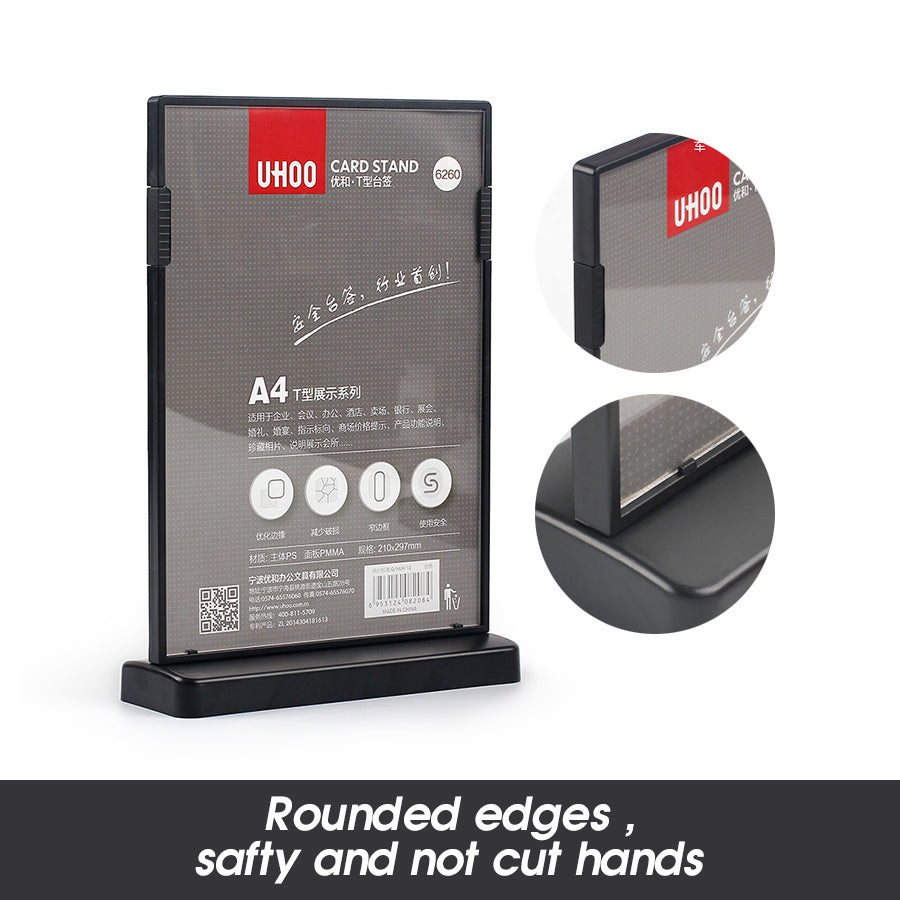 A6 Portrait Acrylic Stand Up Card Sign Holder Menu Display Holders Desktop Poster Racks for Restaurants Hotels Supplier