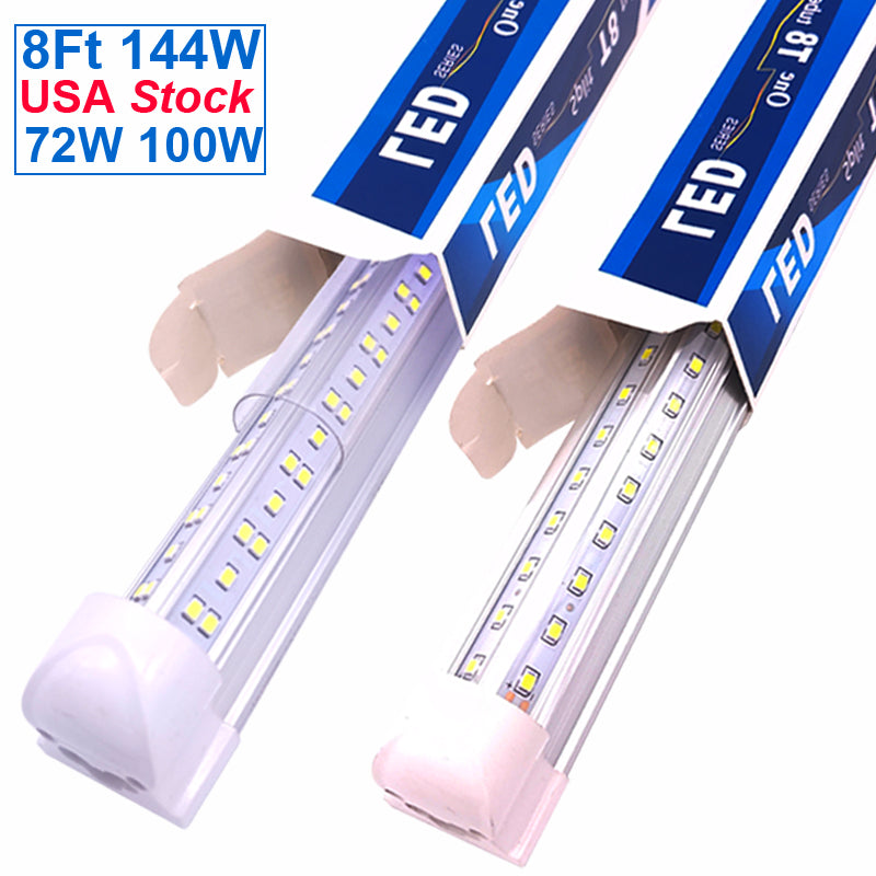 Industrial LED Shop Light 8Ft 8 Feet , 72 100 144 Watt 8 Foot Tube Lamp , 96 Inch Linkable Bulbs , 8&#039; Cooler Lights ,7200LM 14400LM Integrated