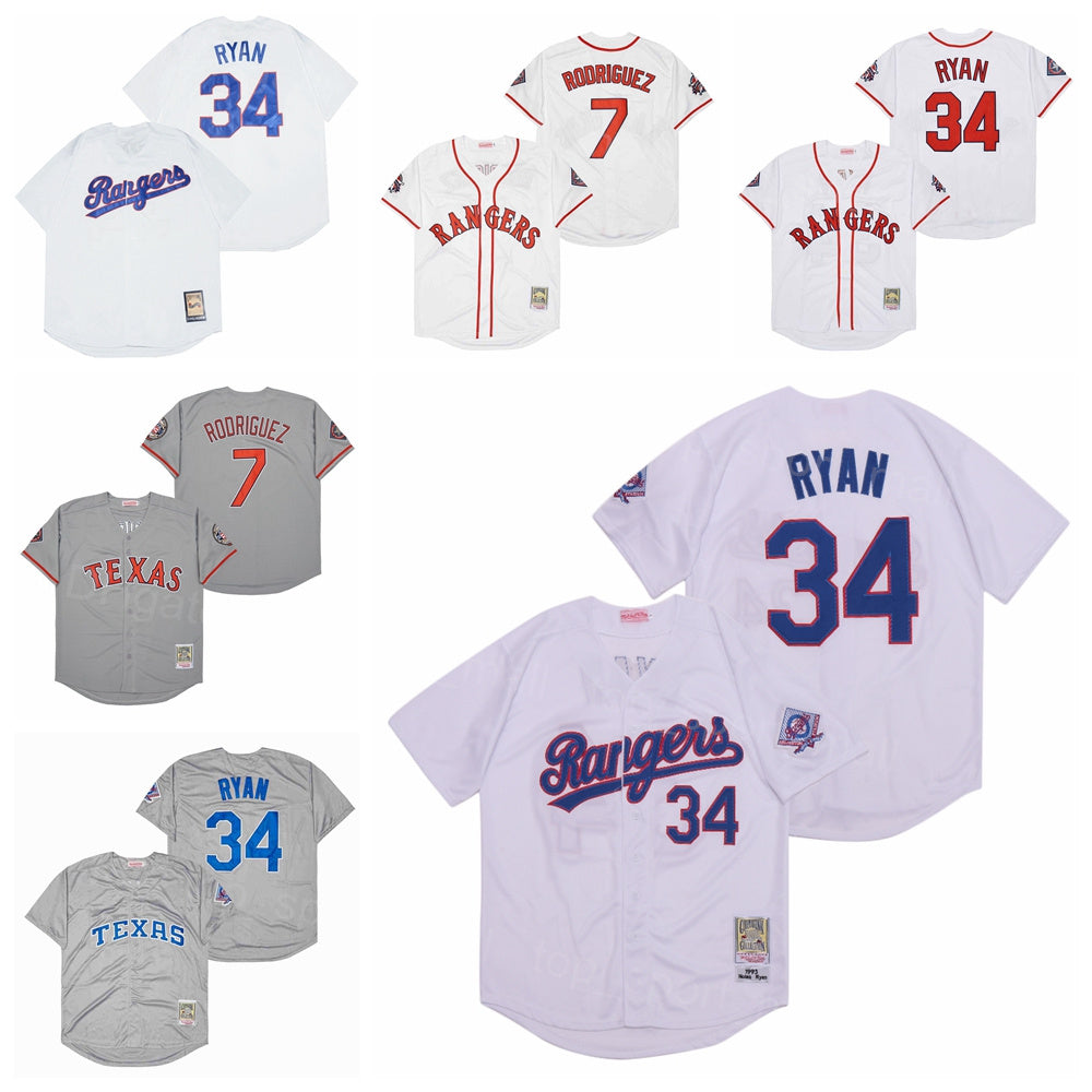 Men 1993 Vintage Baseball Retro 7 Ivan Rodriguez Jersey Sale 34 Nolan Ryan Team Color White Grey Retire Cooperstown Cool Base For Sport Fans All Sti