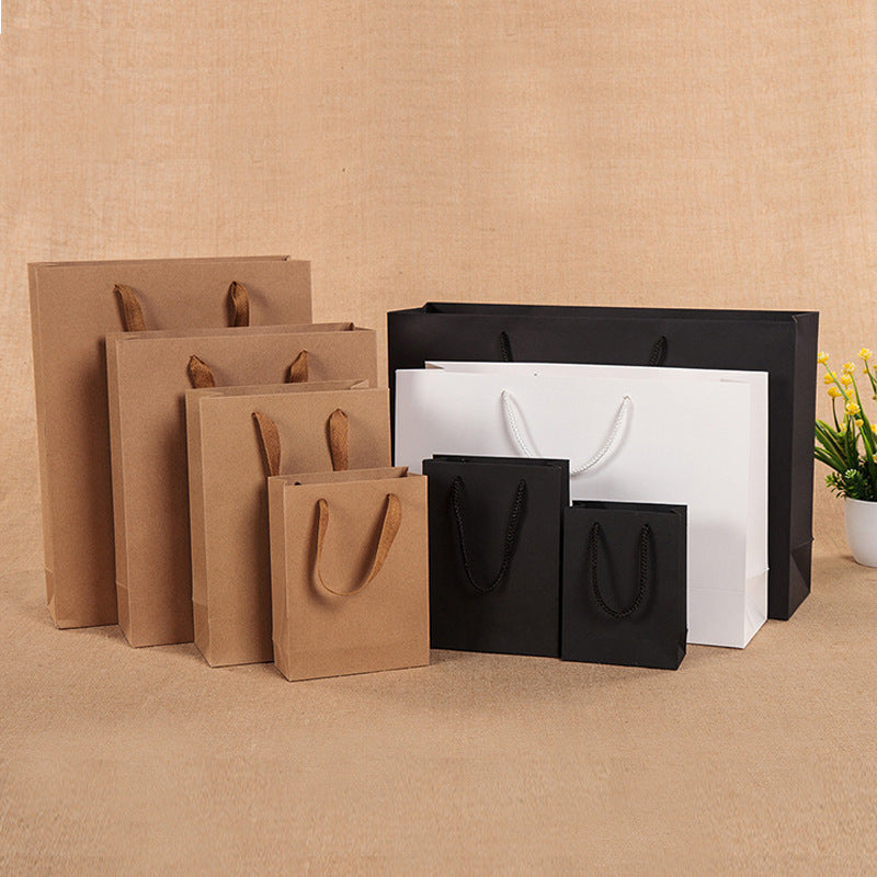 Paper Packing Bag with Handle 1 Pcs White Black Khaki High Quality Simple Kraft Paper Candy Box Wedding Birthday Party Gift Package