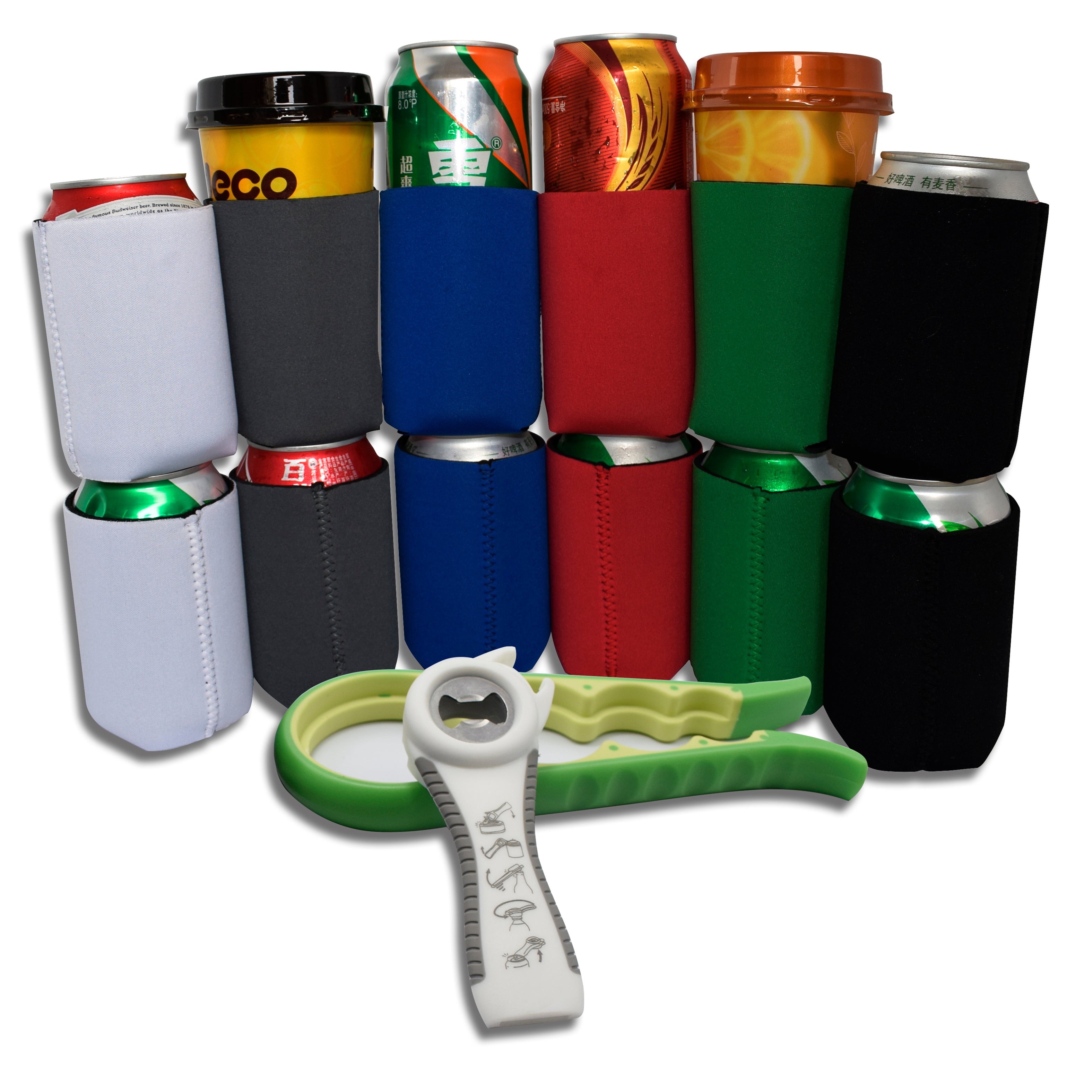 12 Blank Beer Can Coolers,DIY Personalized Sublimation Sleeves for Weddings, Parties, Funny HTV Party Favors (Multicolor, 12)