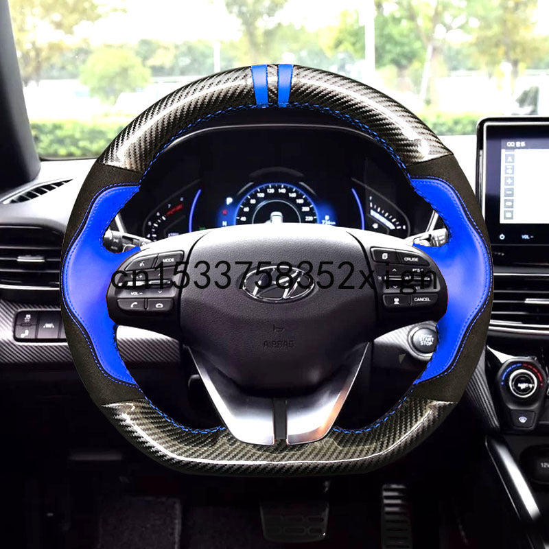 For Hyundai LA FESTA Elantra DIY Customized hand-stitched leather car steering wheel cover interior decoration