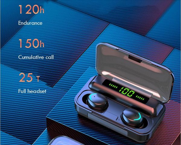 TWS Bluetooth Earphone V5.0 9D Stereo Wireless Headphones Sport Waterproof Earphones Mini True Earbuds Headsets for cellphone