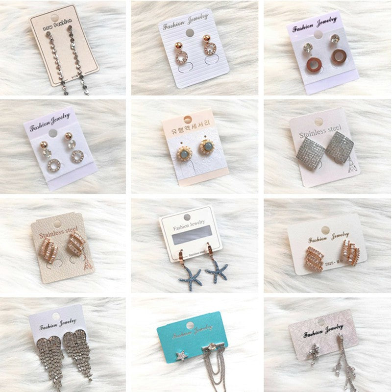 100pcs White Color Paper Different Design Colorful Earrings-Ear Stud Card Jewelry Display Hang Tag Label Printing