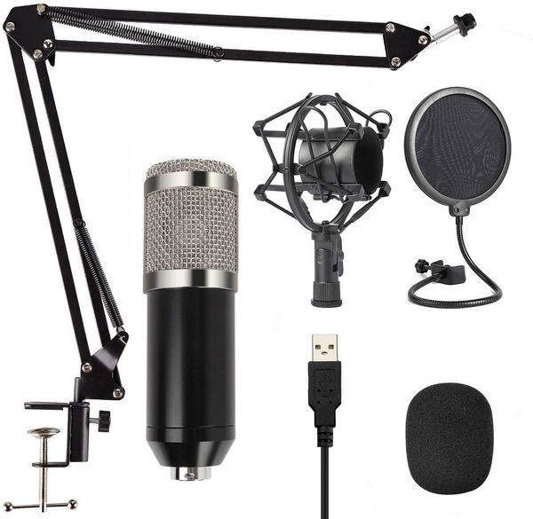 Capacitive Microphone Kit, Condenser Microphone, Live Game and Recording Live K Song Best Choice (MKF-White)