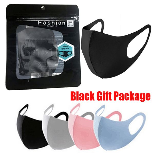 Mouth Ice Washable Face Mask Individual Black Gift Package Anti Dust Pm2.5 Respirator Dustproof Anti-bacterial Reusable Silk Adult in Stock