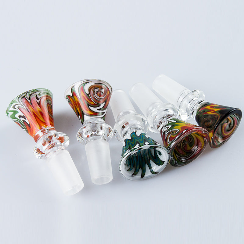 Bent Heady Colored Glass Bowls Pieces Water Pipes Bongs Accessories With 14mm 18mm Male Joint Hookahs Glass Bong Bowl 100% Top Quality